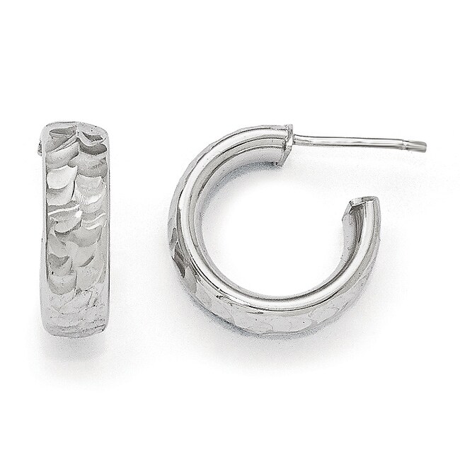 Italian Sterling Silver Radiant Essence Rhodium-plated Post Hoop Earrings